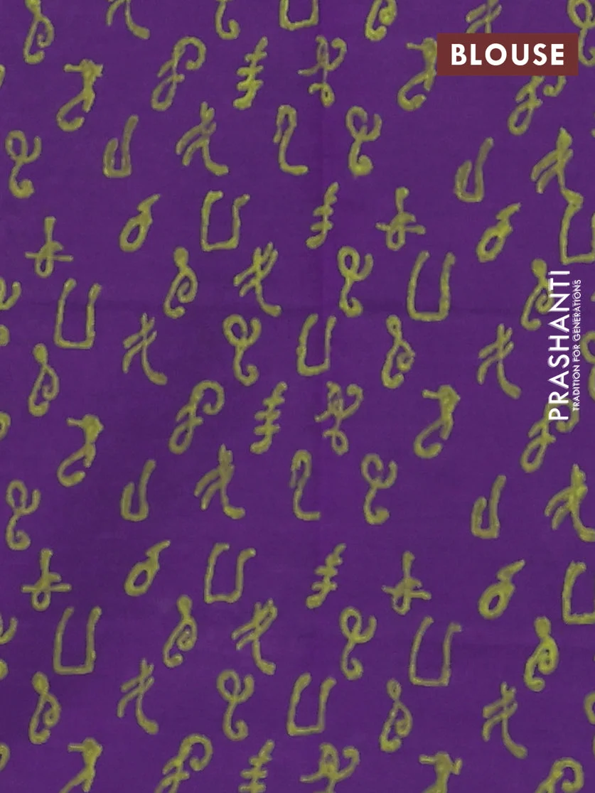 Semi Silk Cotton Saree - Pista Green and Violet